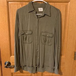 Olive green over sized long sleeve button up
